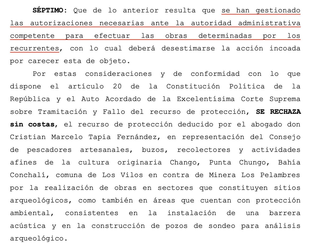 IzaskunL's tweet photo. CS (18.05.23, Rol 47.628-2023) Confirma sentencia apelada de CA La Serena que rechazó protección. Minera Los Pelambres ha gestionado autorizaciones necesarias ante autoridad administrativa competente para efectuar obras relacionadas con hundimiento de plataforma en playa amarilla https://t.co/H83ha8zINW