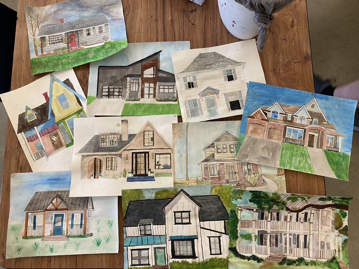 High school watercolor house portraits!