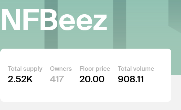 1HiveNFBeez's tweet photo. A total of 1460 Nfbeez have been bought by 417 unique owners! ๐
How bout that decentralized ownership #NFBeez? ๐๐๐
Total trading volume is low because we didn't have a marketplace. But now we do!
You can adopt a NFBee on @NiftyFairApp here: https://t.co/FG4GiDKCb6 https://t.co/dcEHX8fimk