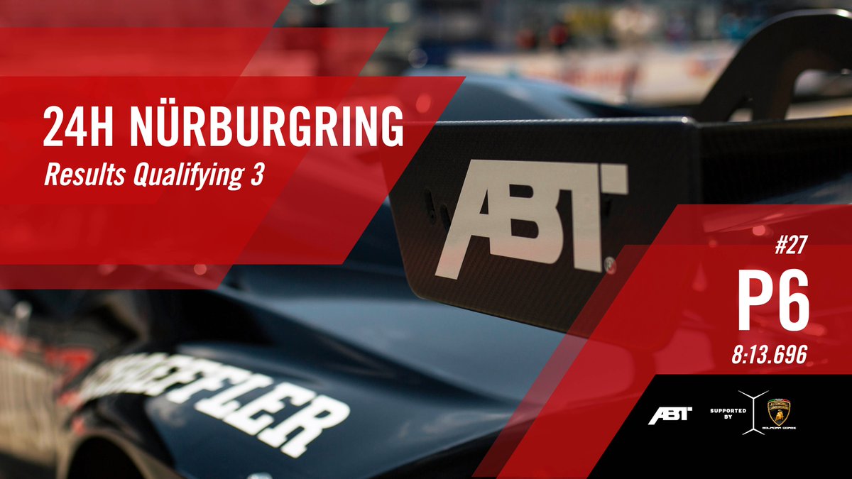 Third session done. Next up: Top Qualifying at 17:30 CEST.

#ABTSportsline #24hNBR #Lamborghini #LamborghiniSc