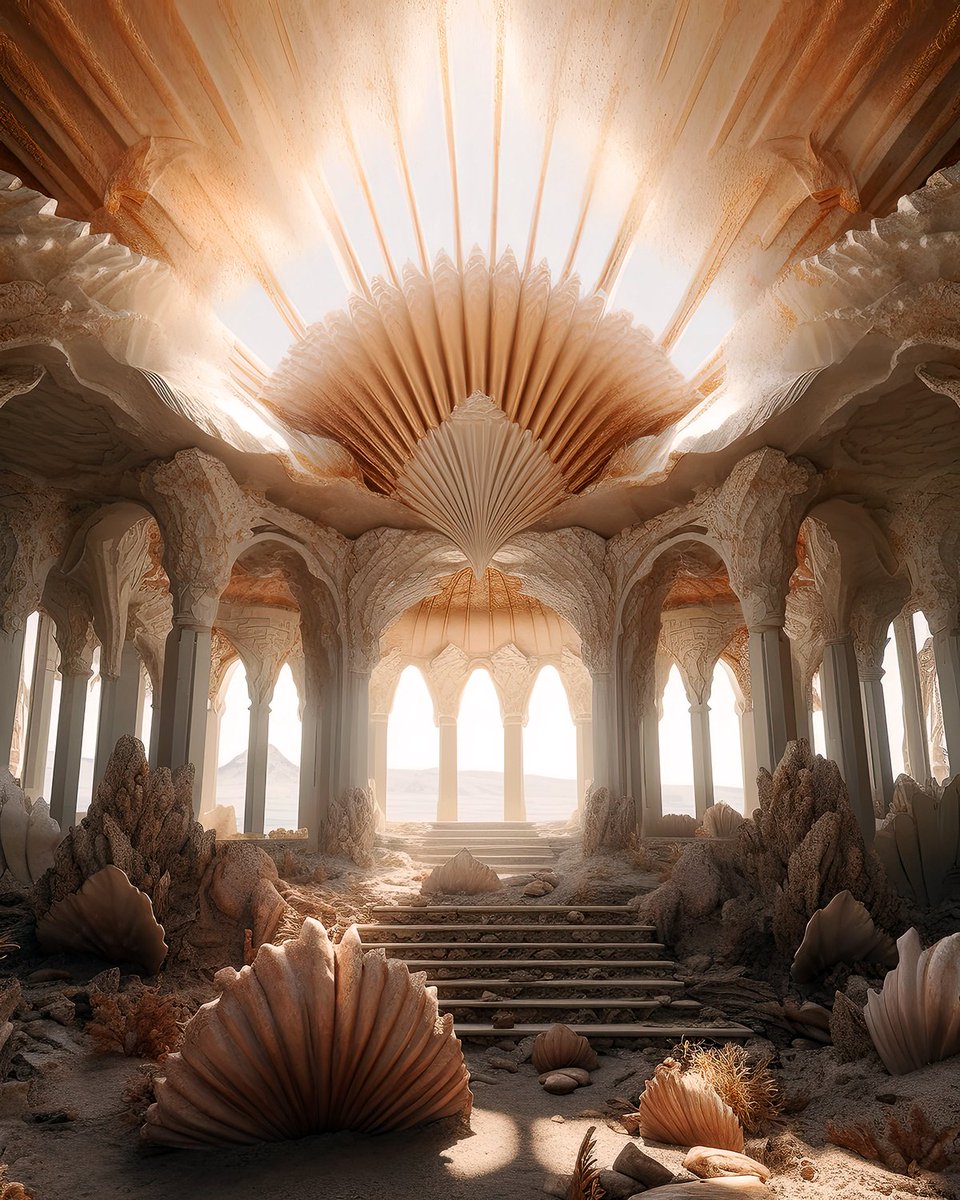 darylanselmo's tweet photo. 230519 - ephemeral seashell temples, unveiled in south florida; set in #midjourney v5.1
.
as the tide receded, a breathtaking ensemble of temples emerged on the south florida shoreline, right before our very eyes. https://t.co/hl75IUiTgD