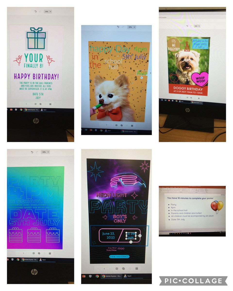 HBJSCH63's tweet photo. 3R have been creating party invites this afternoon using @AdobeExpress 💻 #HBJSComputing https://t.co/72Z8f4x2S1