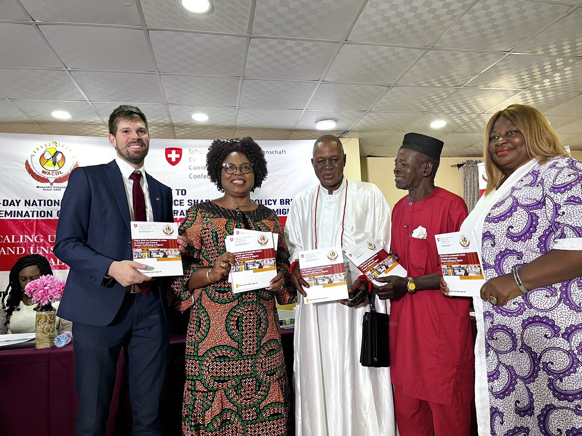 WACOLTamarSARC's tweet photo. Moments from the One Day National Learning, Experience Sharing &amp; Policy Brief Dissemination on Human Trafficking and Unsafe Migration organised by WACOL with support from the Government of Switzerland.
Happening now in Abuja Nigeria.

See link for more👇🏼
https://t.co/l6qfZekbnh https://t.co/yg5qf9Nlw3