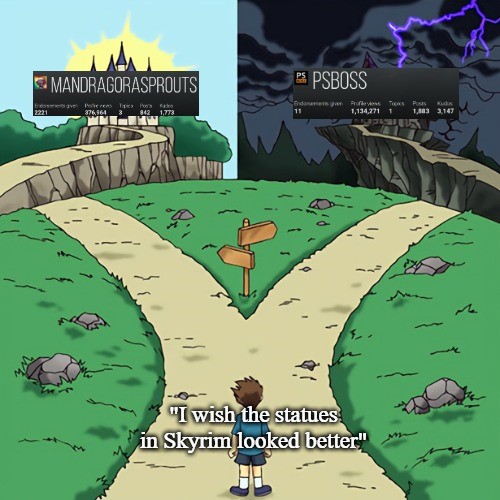 The two sides of Skyrim modding.