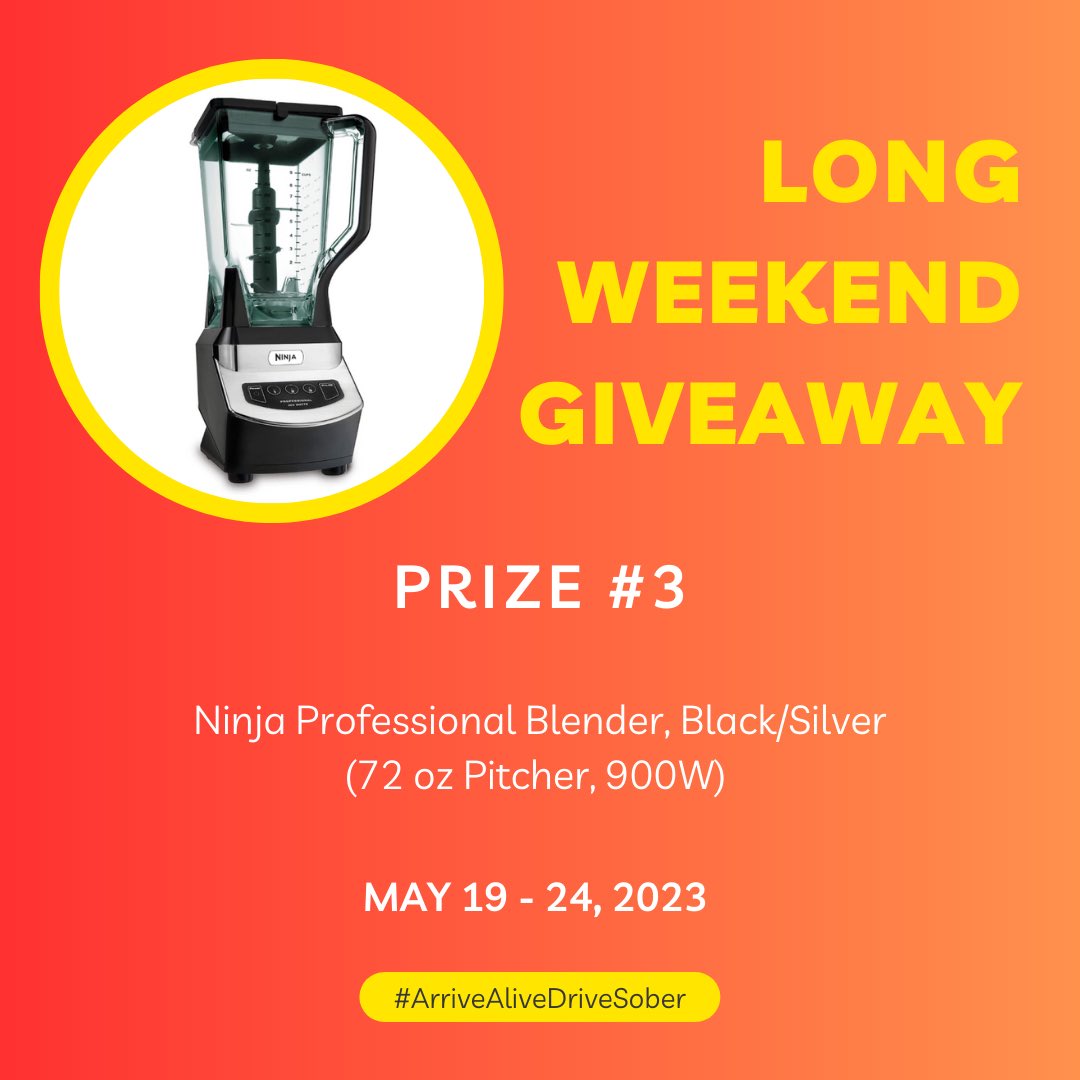 Enter for a chance to #WIN one of these amazing Long Weekend Giveaway Prizes! Enter on Facebook & Instagram for more chances to win. 

TO ENTER:
1) Follow us on Twitter
2) Like this post
3) Tweet @DriveSober using the hashtags #LongWeekend #Giveaway