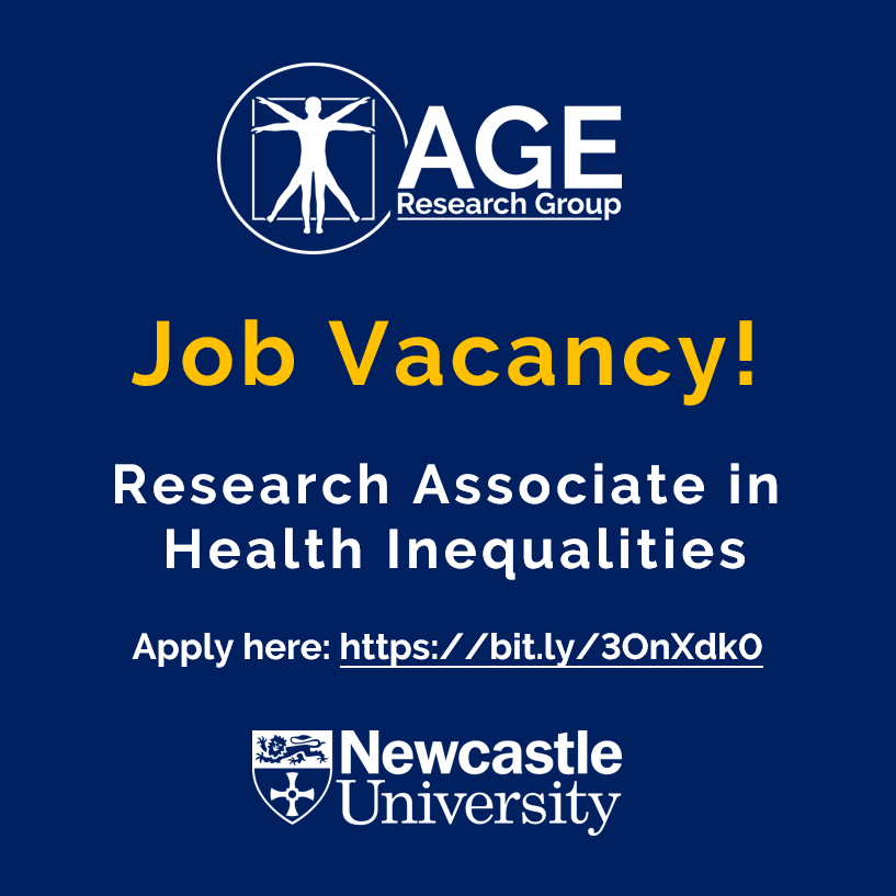 📢We are hiring! Another fantastic opportunity to join us @NewcastleAGE working with Prof Rachel Cooper! We seeking a highly motivated Post-Doc Researcher to contribute to research on inequalities in age-related health outcomes Find out more👉 bit.ly/3OnXdk0