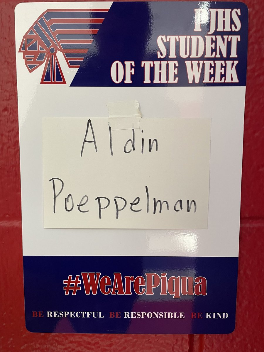 MrJohnsonPJHS's tweet photo. My last Students of the Week for the year. Liam has great positive energy. Aldin has been a hard worker from the start. Isabell gives 100% on everything we do in class. There’s nothing Finn cannot do. Thank you all for your hard work and respectful behavior this year. #WeArePiqua https://t.co/nWE4ykFMMI