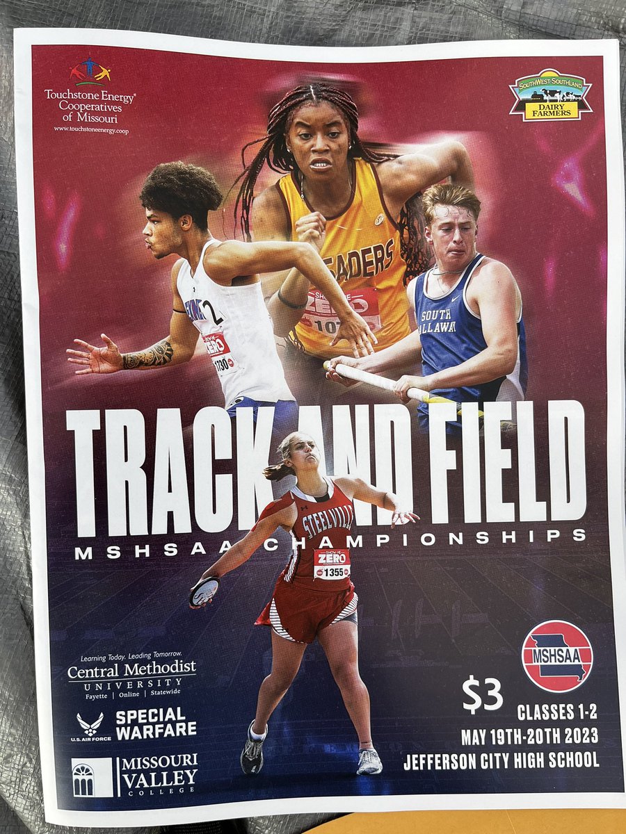 SCBulldogTrack's tweet photo. Starting the day right - #SouthsideSpeed representing on the front &amp; back covers of the @MSHSAAOrg program! https://t.co/pBlL4CyGMK