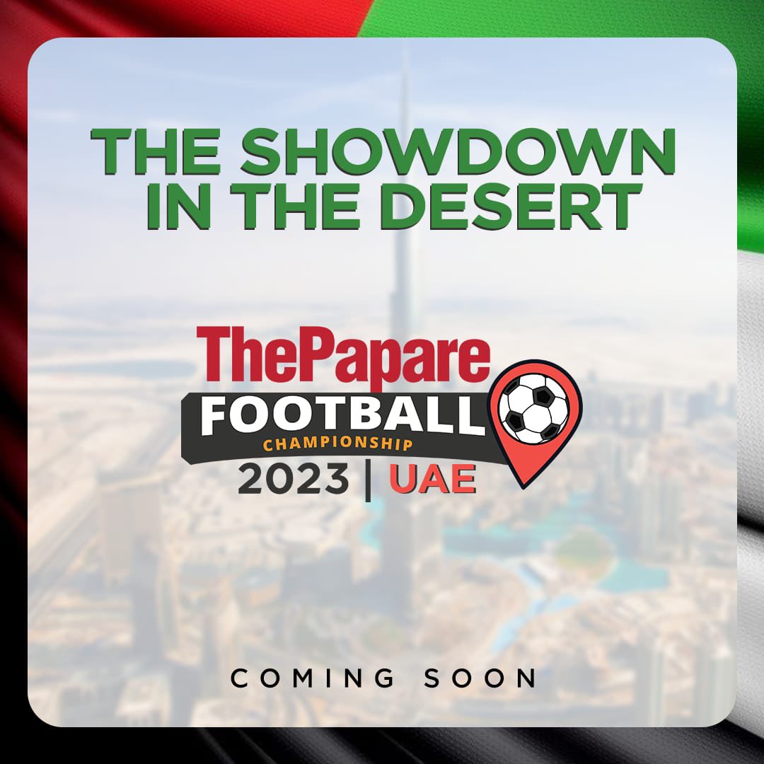 ThePapareSports's tweet photo. Await an experience like never before!

ThePapare Football Championship UAE, coming soon.

#TPFC #UAE #TPFootball https://t.co/CzHCQynPd5