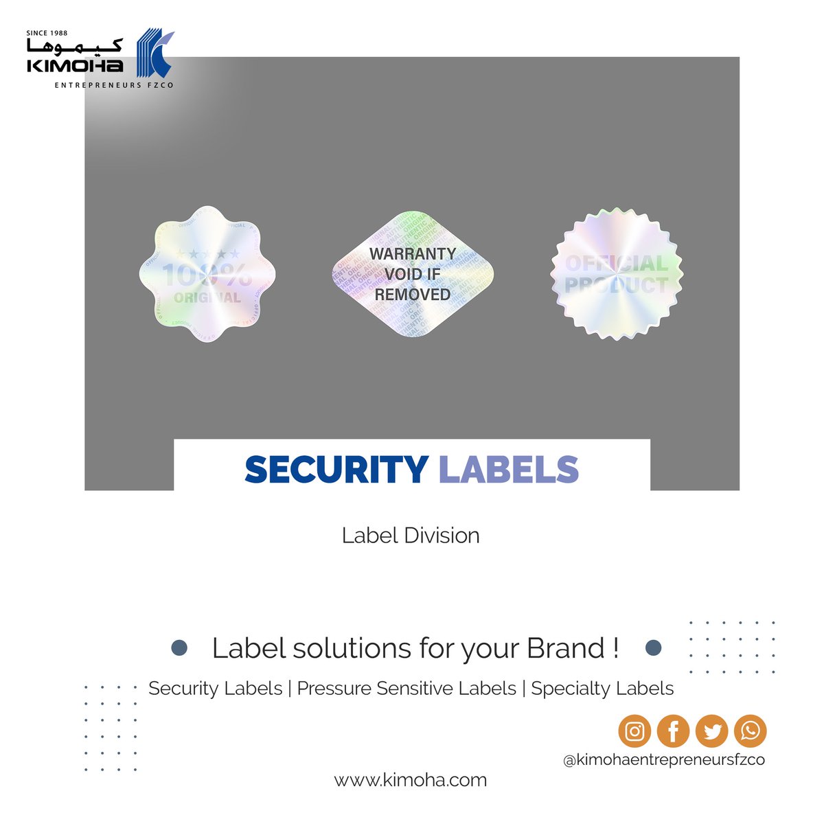 SECURITY LABELS 
visit - kimoha.com
#printingservices #printing #printingsolutions #packagingsolutions #packaging #packagingindustry #wrapping #digitalprinting #flexoprinting #uae #barcodelabels #labelprinting #securitylabels #assettracking #assetlabels  #void