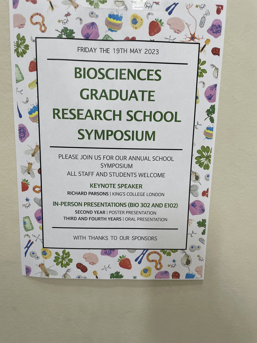 ParsonsNeuroLab's tweet photo. Back “home” today to give the keynote speech at the University of Birmingham School of Biosciences PhD symposium. I spent 10 happy years here doing my undergraduate, PhD and first post-doc position. Even more proud as Anna is doing her PhD here also. #BGRS2023 https://t.co/VSGcyhrQyC