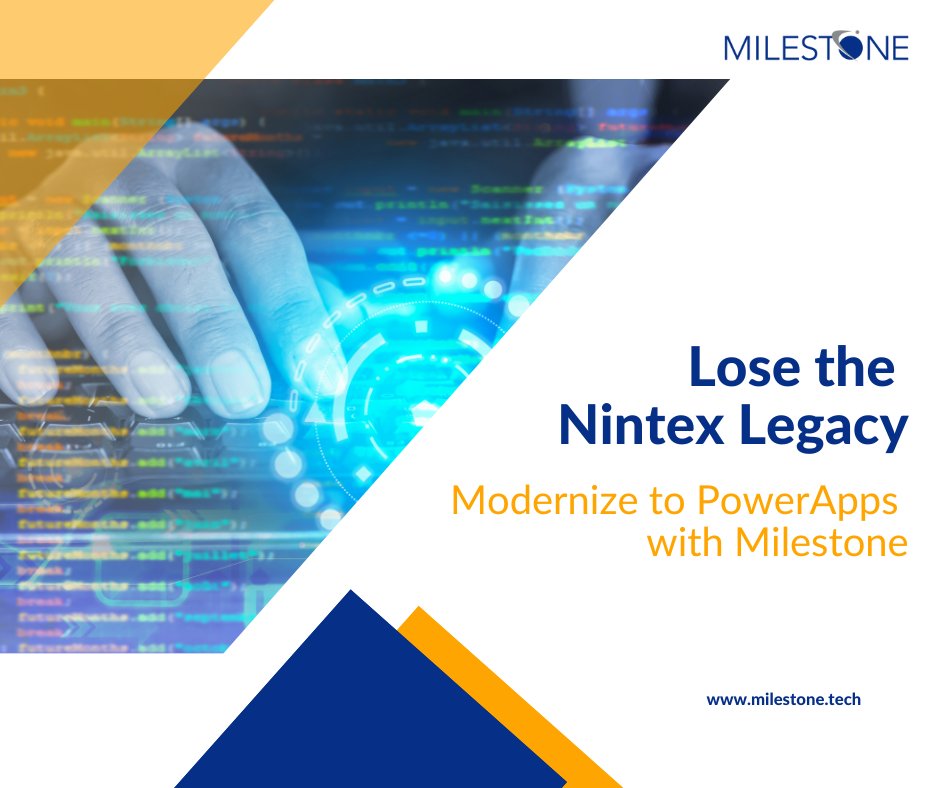 MilestoneTech's tweet image. Discover a more versatile workflow and workform platform to reduce costs and improve productivity. Learn More. hubs.li/Q01Qw46F0
#nintex #powerapps #upgradeyourworkflow #workflow #milestone
