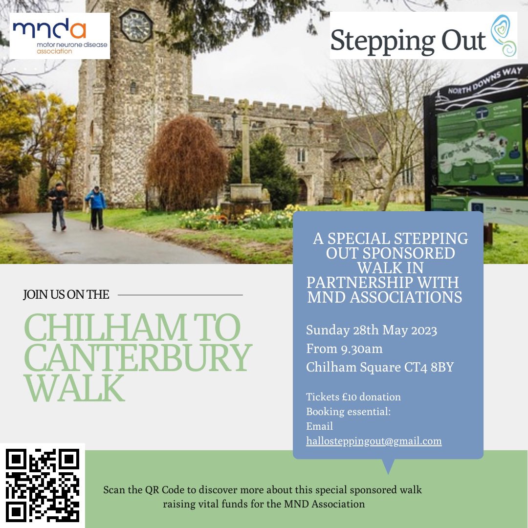 How about a lovely walk from Chilham to Canterbury? This special walk will raise vital funds for @MNDAEastKent 🗓️28th May starting at Chilham and heading to Canterbury to support families living with MND. 📧hallosteppingout@gmail.com #bankholidayweekend #KentAONB