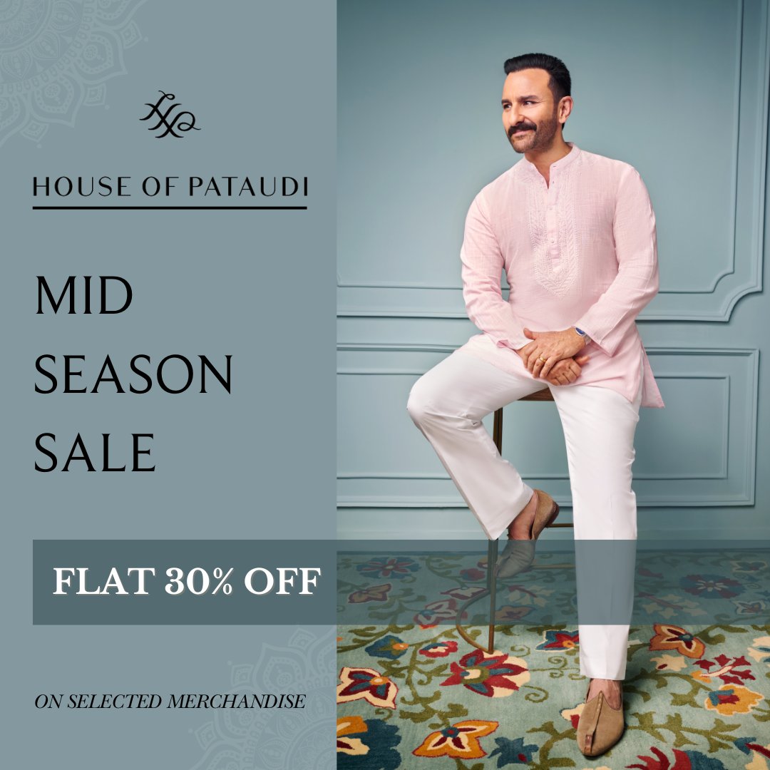 Get 30% off on select merchandise only at House of Pataudi! Visi your nearest store now.

#houseofpataudi #midseasonsale #sale #phoenixmarketcity #bengaluru
