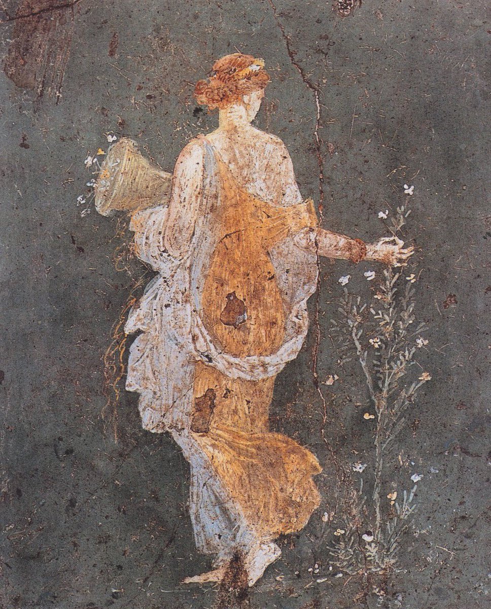 tuesdaywood's tweet photo. pompeian wall painting: flora with a cornucopia https://t.co/QtU1SXPhrU