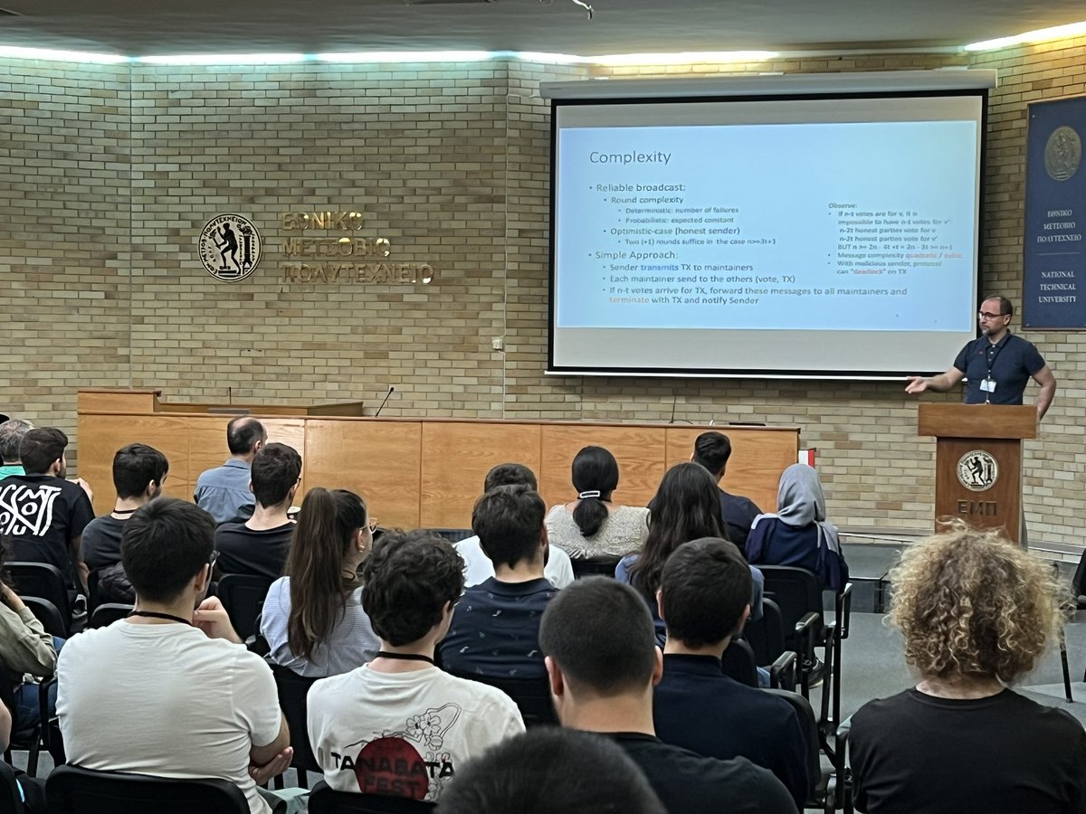 Prof. Aggelos Kiayias (UoEdinburgh) giving a talk at MEGA-ACE Blockchain Day (AtheCrypt 2023) 🔗mega-ace.corelab.ntua.gr/athecrypt

#Algorand #PurdueCS #NTUA #MEGA_ACE #AlgoFoundation #PurdueBlockChain