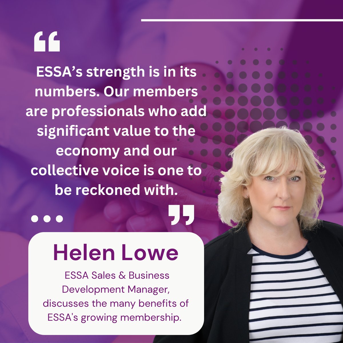 ESSAnews's tweet photo. ESSA's Sales &amp; Business Development Manager, Helen Lowe, discusses how the last 18 months has seen a record number of new members and the many opportunities this brings to benefit all.

Read Helen’s update here -https://t.co/LG7750G2rR

#ESSAcommunity #ESSAvalue https://t.co/BAijkukACQ