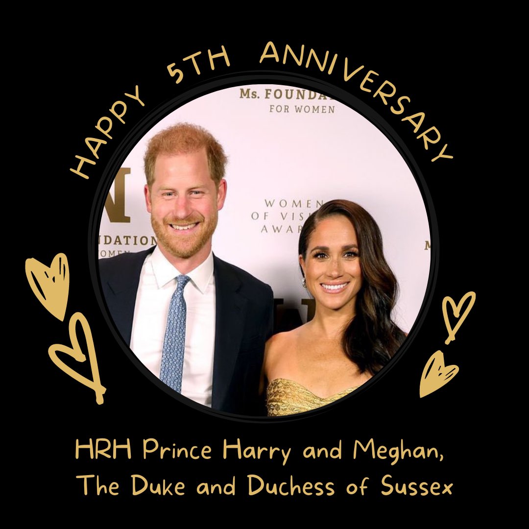 Happy🥂Anniversary to one of the best couples around. Wishing you so much love ❤️ today and every day to come!

#HarryandMeghan5
#LoveWins
#CaptainOfMySoul