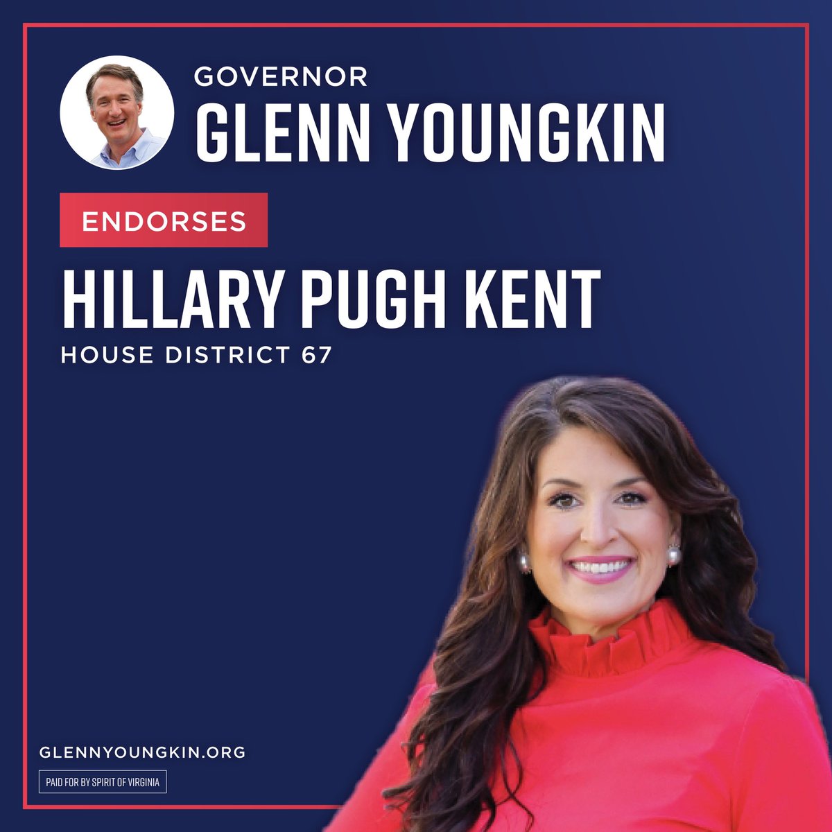 Incredibly proud to have the endorsement of Governor <a href="/GlennYoungkin/">Glenn Youngkin</a>! 

I look forward to working with Gov. Youngkin in Richmond to protect parental rights, strengthen Virginia businesses, defend law enforcement, and preserve our Northern Neck way of life.