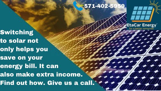 EtaCarEnergy's tweet photo. Incentives are still available. 571-402-5959. #renewableenergy #solarpanelsystem #cleanenergy #solar #solarpower #solarpowered #environment #cleanenvironment #sustainability #poweredbysolar #sustainableenergy #solarenergysystem #sustainableliving #energyfree #EtaCarEnereegy https://t.co/VCpE8E9dqS