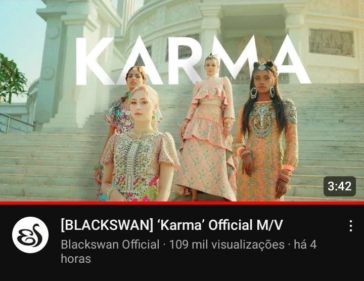 📊 | O MV de "KARMA" ultrapassou 100 mil visualizações em apenas 4 horas de lançamento! 🔥

🔗: youtu.be/ACZtD__YK90

#BLACKSWAN #블랙스완 #KARMA <a href="/blackswan_drent/">Blackswan Official</a>