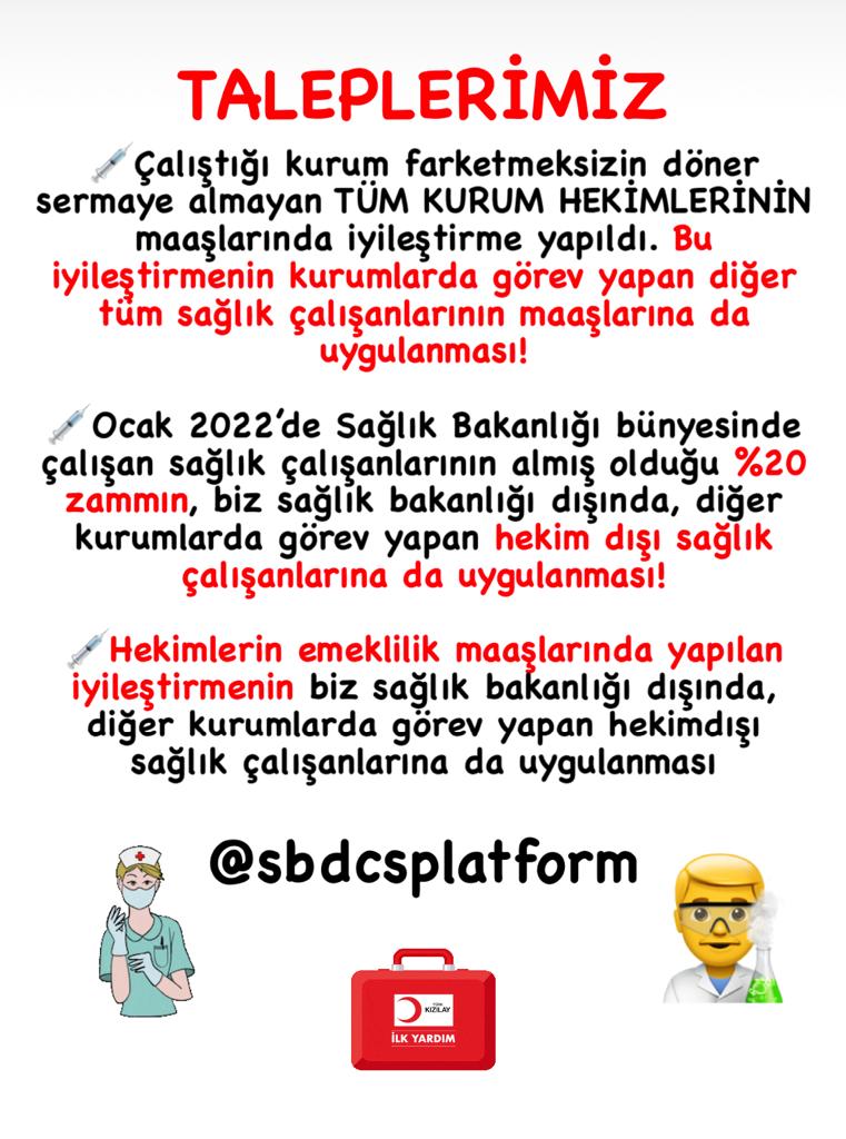 Sağlık bakanlığı dışındaki kamu kurumlarında görev yapan sağlıkçılar olarak kaybolon itibarımızı, meslek onurumuza yakışan maaş ve haklar istiyoruz.@sbdcsplatform 
#üveysağlıkçı
#bizdesağlıkçıyız
<a href="/sagliksen/">SAĞLIK-SEN</a>
