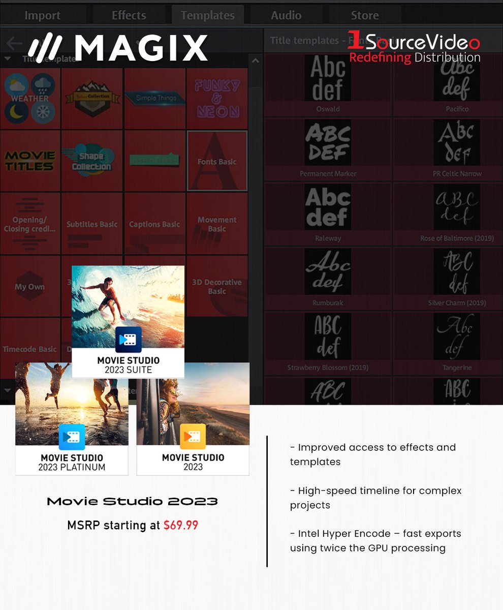 1sourcevideo's tweet image. Your entry into the world of video editing is now easier than ever with @MAGIX_INT's Movie Studio 2023!

#MAGIX #1SourceVideo #MovieStudio #MovieStudio2023 #videoediting #videoproduction #software #editing #editors #transitions #effects #filmequipment #RedefiningDistribution