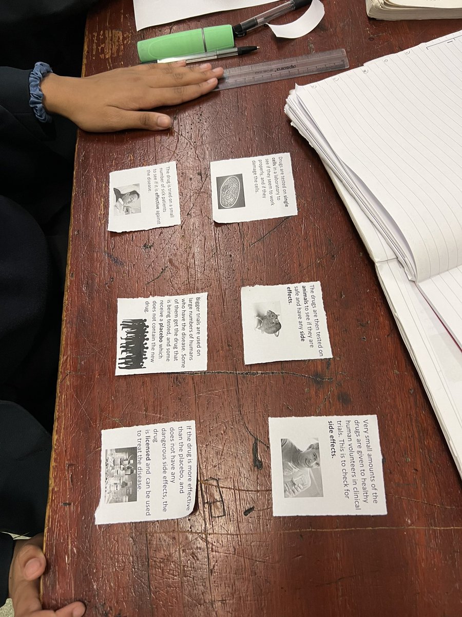 Getting the correct sequence for drug trials💊💉 Great work Year 10!