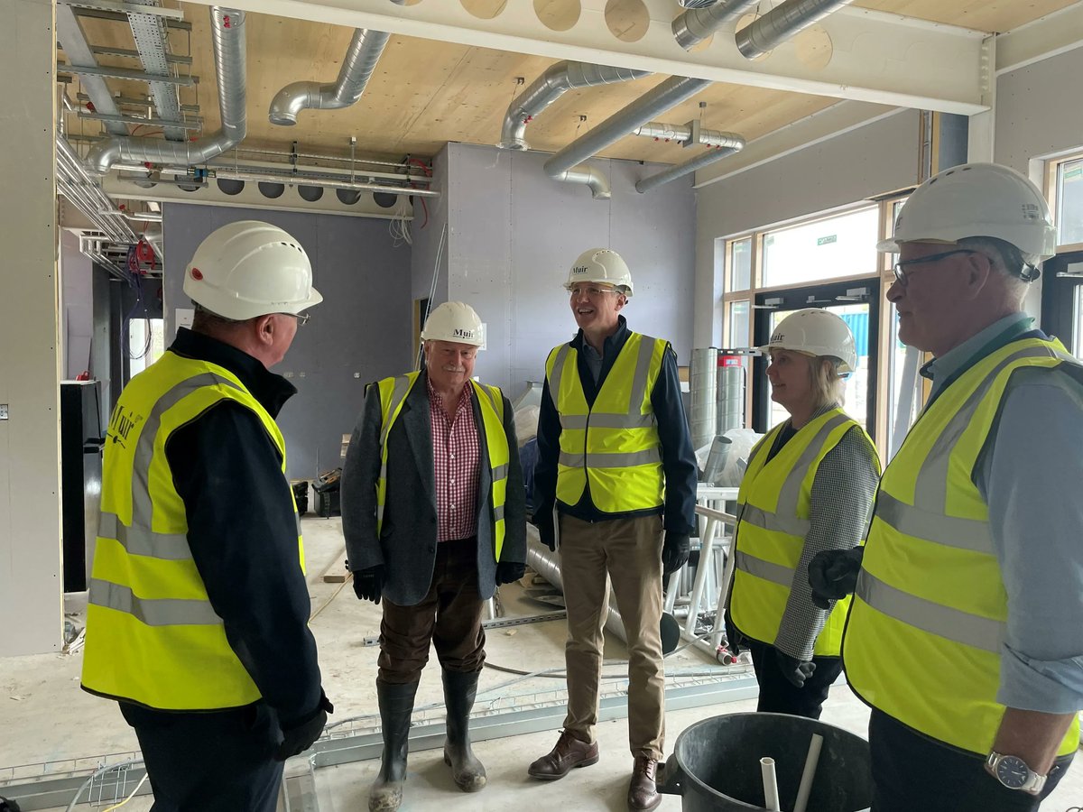 SRUC Chair, Linda Hanna MBE, and SRUC Principal, Prof Wayne Powell, recently joined <a href="/stuartblack_HIE/">Stuart Black</a> on a tour of our new Rural and Veterinary Innovation Centre, which is under construction on <a href="/invernesscampus/">Inverness Campus</a>.  Find out more about the project at bit.ly/3pSCbzS