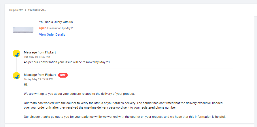 amitshara1's tweet photo. @flipkartsupport
@Flipkart
IN23051623393151298216 Now doing fake investigation on AC seller. which courier they verified? TechnoSalesIndia seller should be jailed. Flipkart stand with your customers instead of this fake seller.
@jaagograhakjago
@Walmart
@RBI https://t.co/mTaFGLDyQV