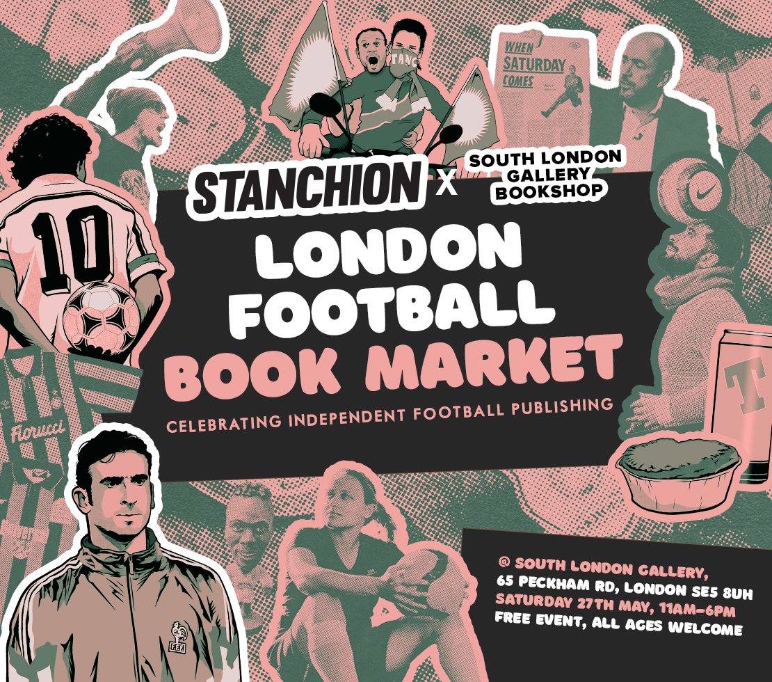 We'll be at the London Football Book Market <a href="/SLG_artupdates/">South London Gallery</a>  along with <a href="/StanchionBooks/">Stanchion Books - the football bookshop 📚</a> on Saturday 17 May. Come along and see a host of great independent publishers. It's a free event and there will be drinks and food, as well as talks and book signings.
