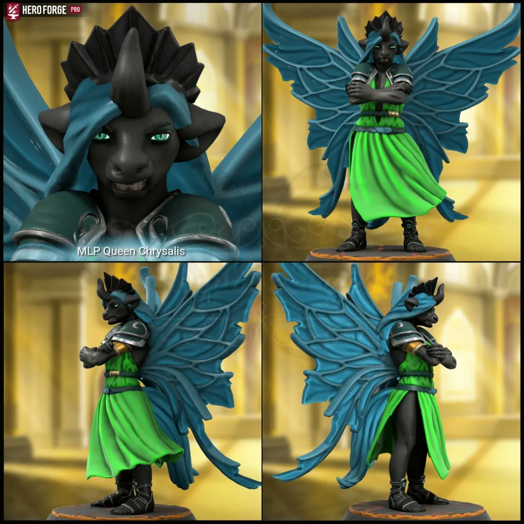 SapphySkies's tweet photo. MLP Queen Chrysalis
The first of a few MLP villains I made. She could definitely be better, but limited resources at the moment. I will revisit her if/when more items closer to her are released.
#HeroForgeMiniatures #HeroForge #Miniature #Hasbro #MyLittlePony #MLP https://t.co/f1vDf6kR0T