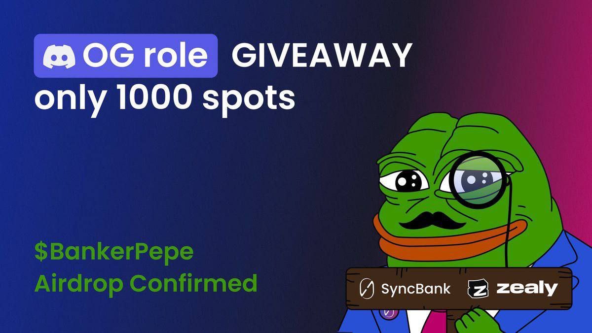 $100 — 12 Hours —

$50
➖ RT & Follow:  @Syncbankxyz
+ RT & Like their pin 📌 

$50
➖ Join zealy.io/c/syncbank/que…
____

OG will get an airdrop of 50,000 $BankPepe tokens.

Introducing @Syncbankxyz, A new lending protocol on zkSync that is both simple and intuitive.

#Launchpad…