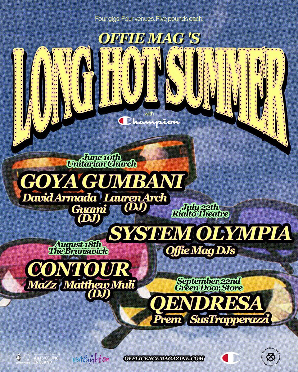 4 GIGS 🥵 4 VENUES 🥵 £5 TICKETS 🥵 

10/06: <a href="/Goyagumbani/">goya gumbani.</a> w/ <a href="/daankaman/">⚓️</a>, <a href="/lauren4rch/">Lauren</a> + Guami ⛪️ 

22/07: @SystemOlympia 🎭 w/ Offie Mag DJs

18/08: Contour w/ <a href="/1maZzzy/">maZz🫶</a> + Matthew Muli 🍺 

22/09: <a href="/QENDRESALDN/">QENDRESA</a> w/ PREM + <a href="/sustrapperazzi_/">+</a> 🚆 

Tickets: offlicencemagazine.com/pages/long-hot…
