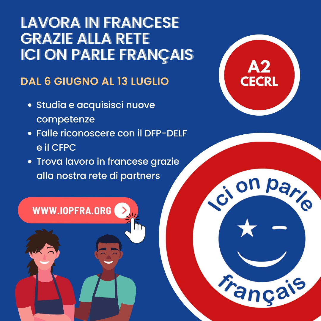 🇫🇷 Nous sommes ravis de vous proposer deux sessions en ligne pour préparer le DFP Tourisme Restauration Hôtellerie, niveau A2.

📚 Les cours sont répartis sur 4 semaines, 1h30 par jour et 18h de cours au total.

Iscrizione / Inscription : lnkd.in/dUGB2HX8