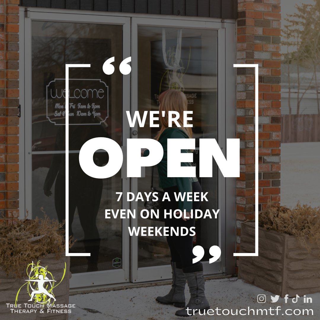 True_Touch_MTF's tweet photo. Happy May Long Weekend, come on in for a massage! We're open! 

#massage #massagetherapy #relaxation #directbilling #Leduc #YEGmassage #wellness #open7daysaweek #supportlocal #onlinebooking https://t.co/8eANrE8AC3