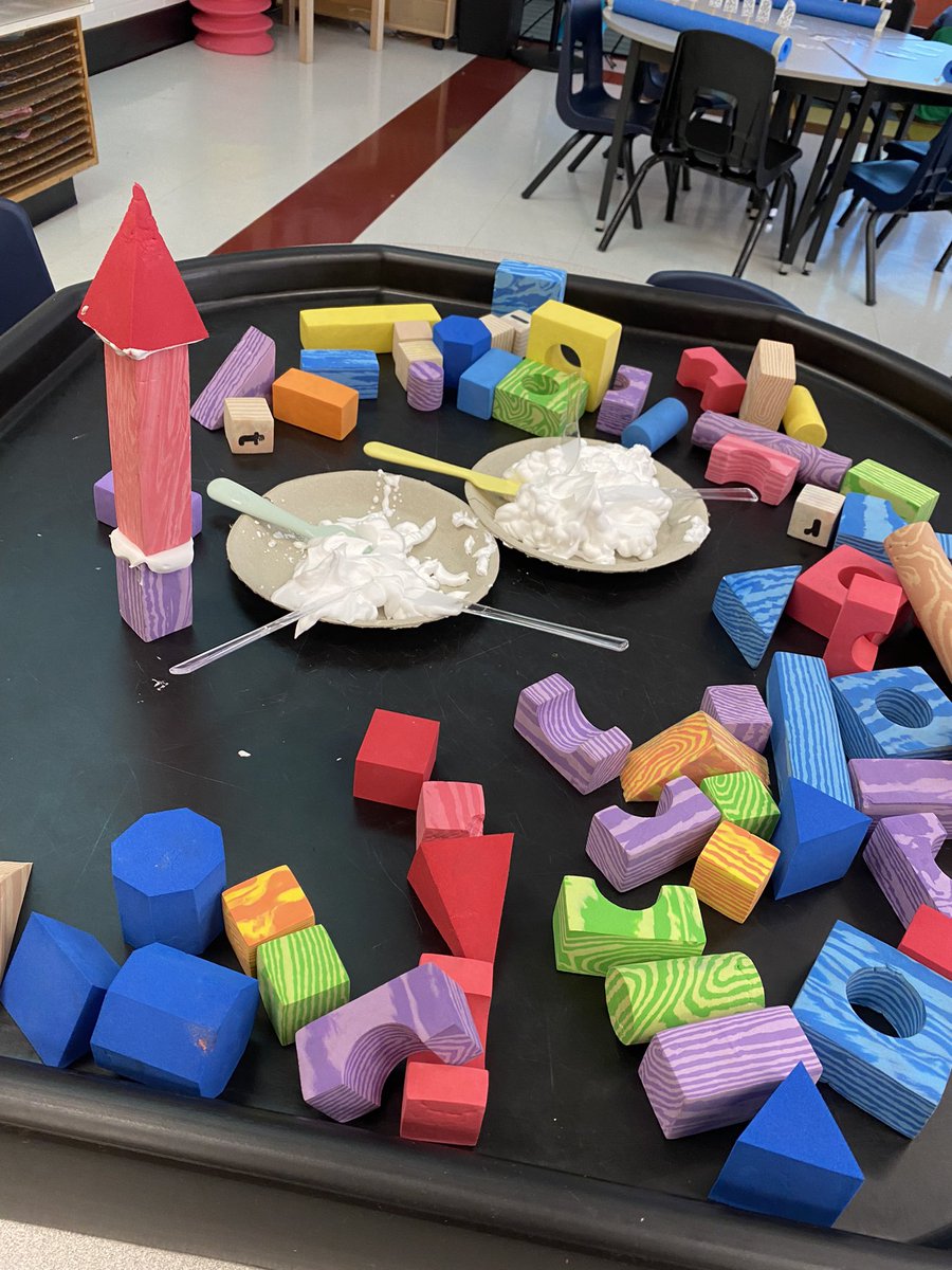 2022Kpb's tweet photo. KPB has had building on our mind! Today we found a new way to build using shaving cream and foam blocks 🟠🟡🟥🟩 https://t.co/nt7Ti7DEMh