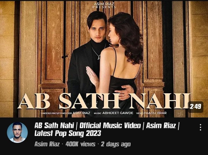 400K views completed on Asim's latest song #AbSaathNhi ✨🔥

Keep streaming song ASquad ❤️

#AsimRiaz #AsimSquad #AsimEmpire #AsimFanForever #TeamAsimRiaz