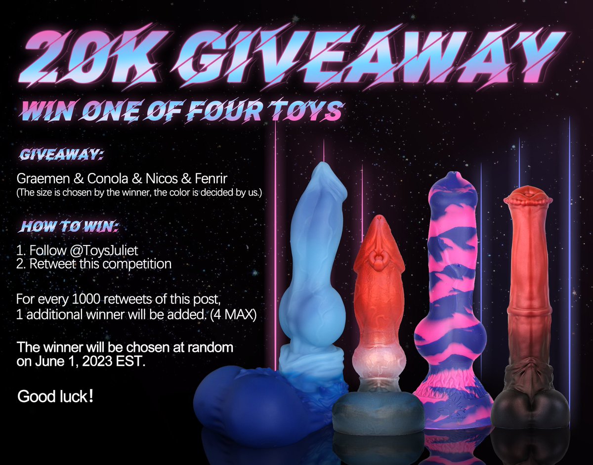 🥳20K GIVEAWAY🎊

🎁Giveaway:
💖Graemen &amp; Conola &amp; Nicos &amp; Fenrir

😈How to win:
1. Follow <a href="/ToysJuliet/">Juliet & Martin's Toy Store</a>
2. Retweet this competition

📢For every 1000 retweets of this post, 1 additional winner will be added. (4 MAX)

👉Toy link: juliettoys.com

⬇️Full Details Below！