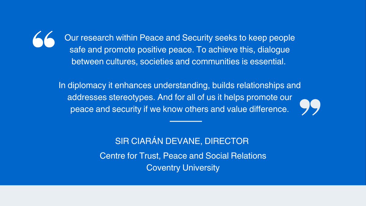 Today is World Day for Cultural Diversity for Dialogue &amp; Development, celebrating the richness of the world’s cultures &amp; the role this plays in achieving #peace &amp; sustainable development 🌐

Hear from <a href="/ciarandevane/">Sir Ciarán Devane</a> on the importance of research at @CTPSR_Coventry below 💬