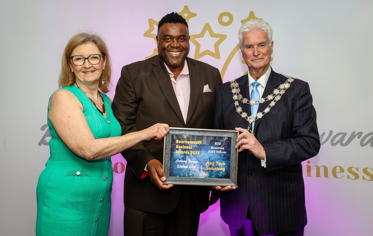 B2B  won by <a href="/anytech_uk/">AnyTech Solutions</a> seen here with kind sponsor #liaiseltd. Big thanks to our Mayor Cllr Robert Lawton who was presenting awards on the day.
