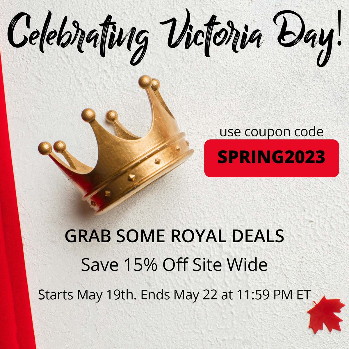 NEOSOvershoeCA's tweet photo. Celebrating Victoria Day 👑🍁 with 15% off site wide! Grab some royal deal from now until Monday, May 22nd at 11:59 PM ET. Use coupon code SPRING2023. #victoriaday2023 #victoriadaysale #victoriaday #neosovershoe https://t.co/bIzQHjYxdn