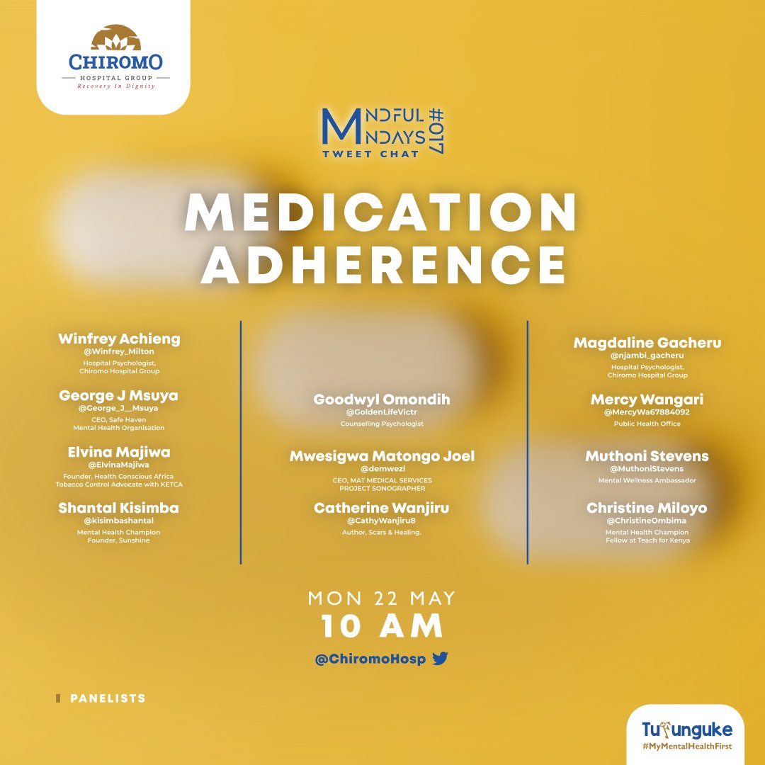 Medication adherence is the extent to which a patient takes their medication as prescribed. It is important for patients to be adherent to their medication in order to improve their health outcomes.join the conversation 
#Tufunguke
#medicationadherence #health #wellness