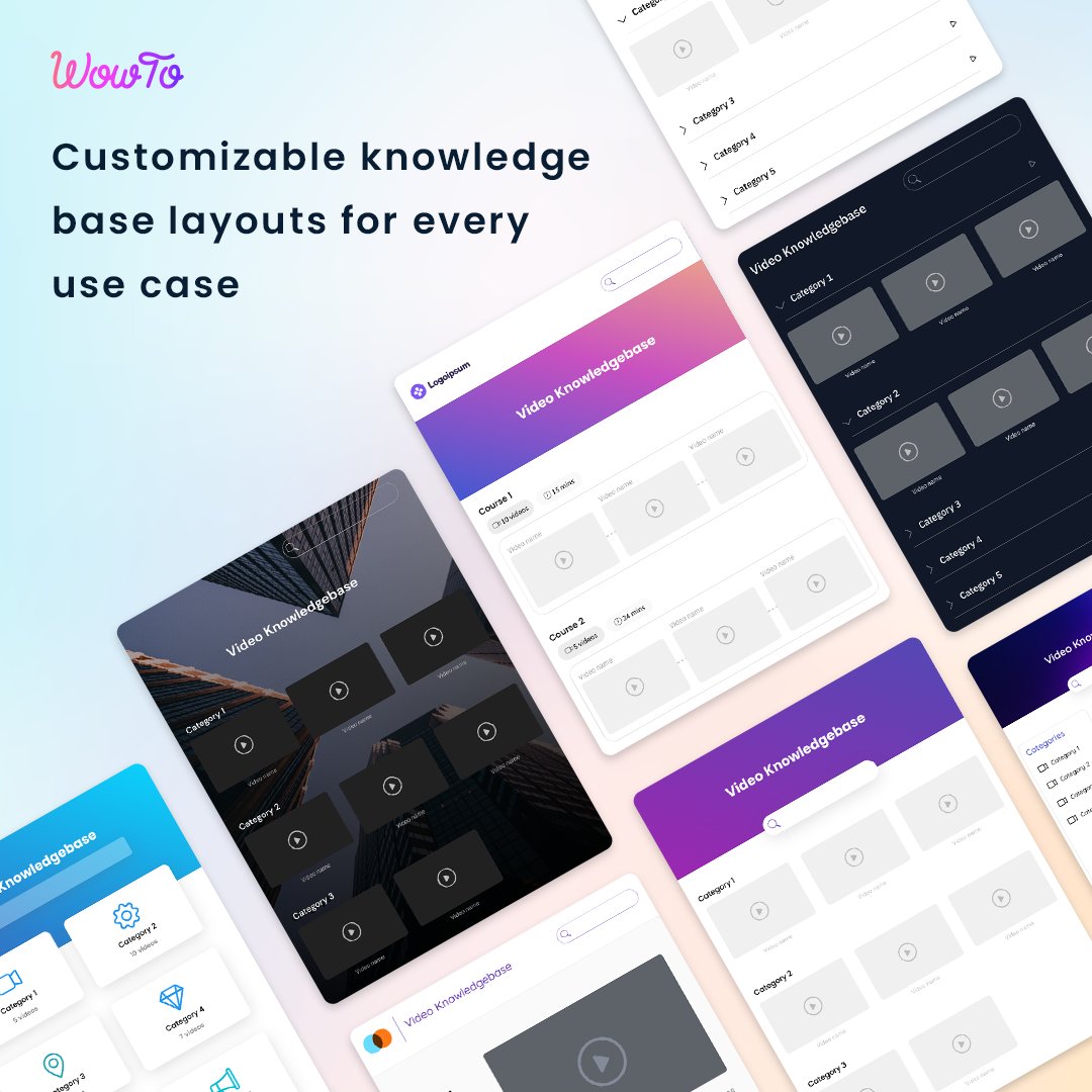 WowToAI's tweet photo. Build and customize your video knowledge base with WowTo! Choose from various layouts to suit your style and brand. No coding is needed! Effortlessly switch between designs and elevate your knowledge base. #WowTo #VideoKnowledgeBase #knowledgebase #customersupport #AItools https://t.co/1R7K5feydS