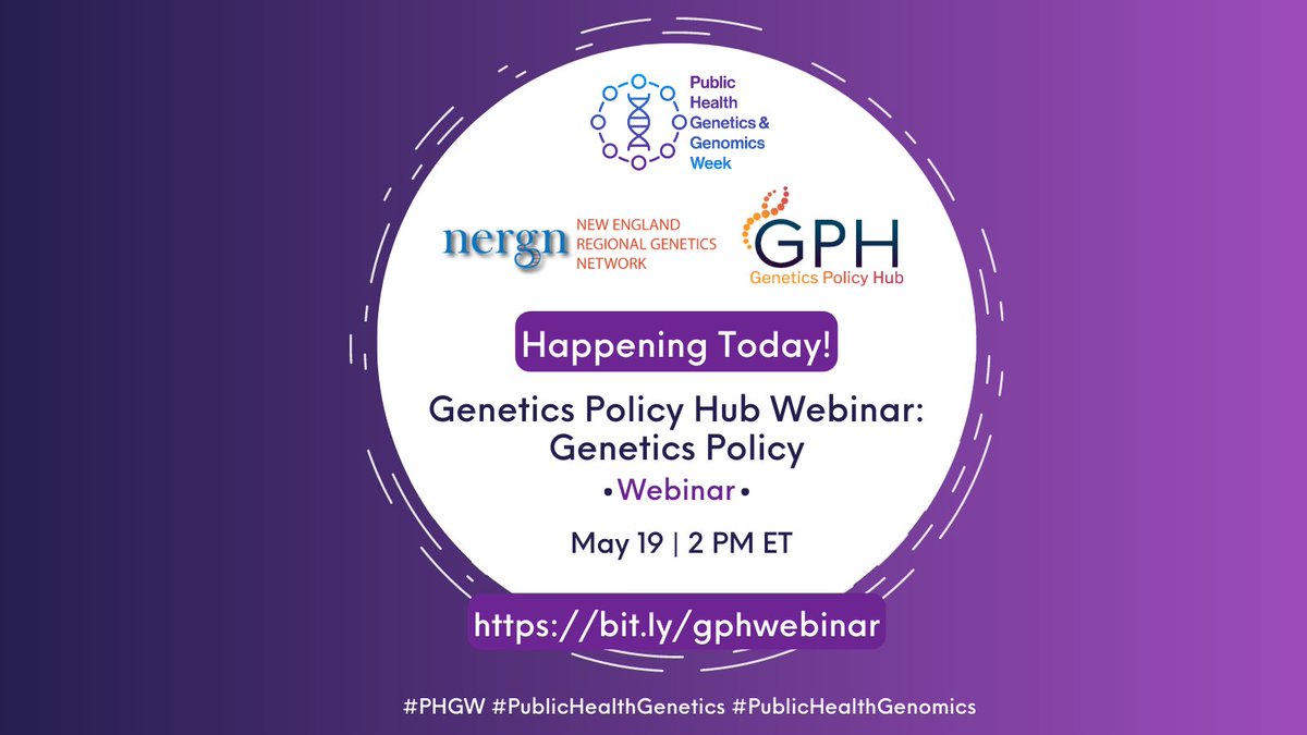 GeneticsPolicy's tweet photo. Today at 2 PM ET, we will host the the next webinar in our #Genetics Policy Hub Webinar Series to close out #PublicHealthGenetics and Genomics Week. Join us to discuss #GeneticsPrivacy! https://t.co/Dzhw4gdn1S #PHGW #PublicHealthGenomics https://t.co/DepLDSQgvY