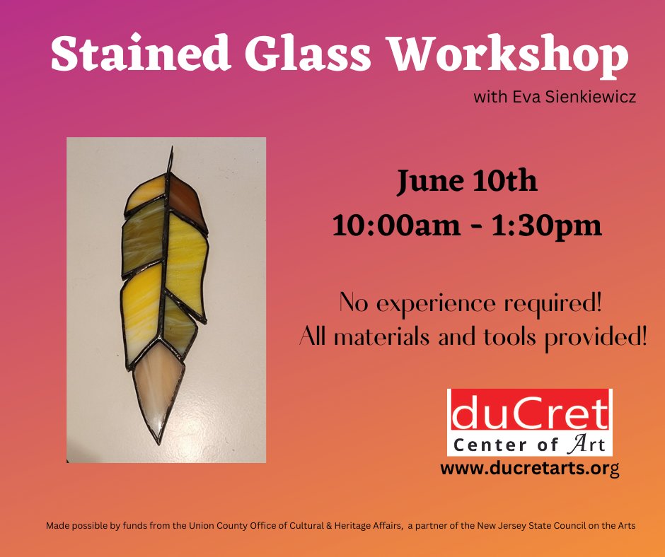 #art #artcenter #ducret #workshop #stainedglass #fun #thingstodo #artscene #arteducation #plainfieldnj #creative #hobby

only 2 spots left!