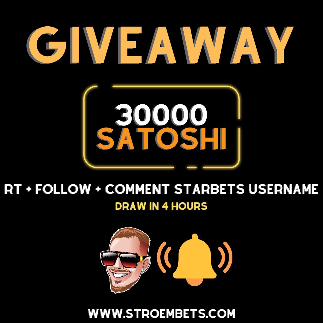 stroemx's tweet photo. Fast giveaway | 3 Winners | 10K Sats Each🎁
RT+Drop Starbets Username 💵🌟
Draw in 4H🚀

If not signed up - https://t.co/EXtG7muyg0 https://t.co/Z3EfEVH3MU