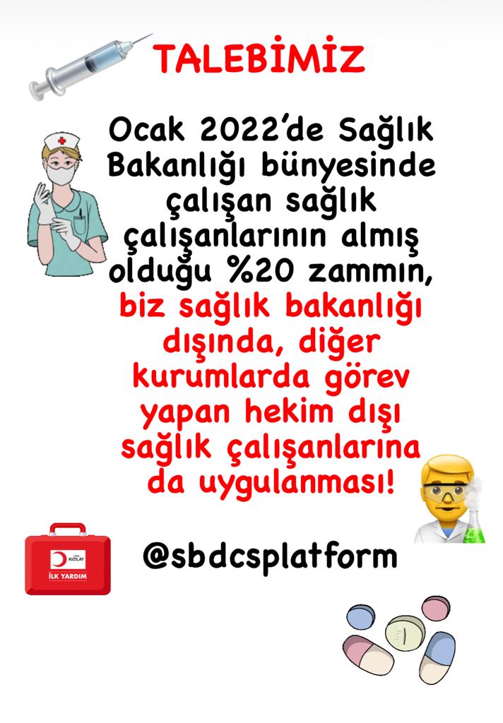 Sağlık bakanlığı dışında kamuda  çalışan sağlıkçılar hakkını arıyor #üveysağlıkçı
#bizdesağlıkçıyız
@sbdcsplatform