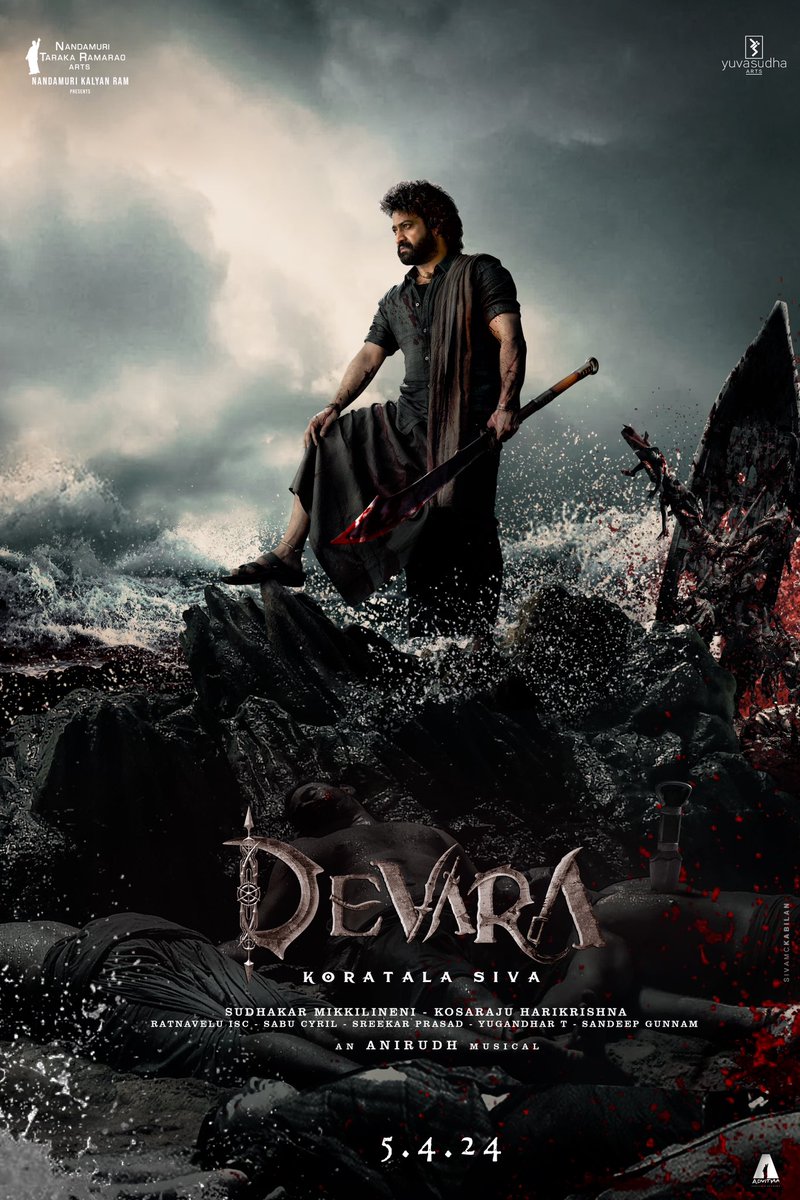 taran_adarsh's tweet photo. NTR JR - JANHVI KAPOOR - SAIF ALI KHAN: #NTR30 TITLED ‘DEVARA’… #Devara is the title of #NTRJr, #JanhviKapoor and #SaifAliKhan starrer, directed by #KoratalaSiva… 5 April 2024 release… #FirstLook poster…
#JrNTR https://t.co/ckHA7YuC60
