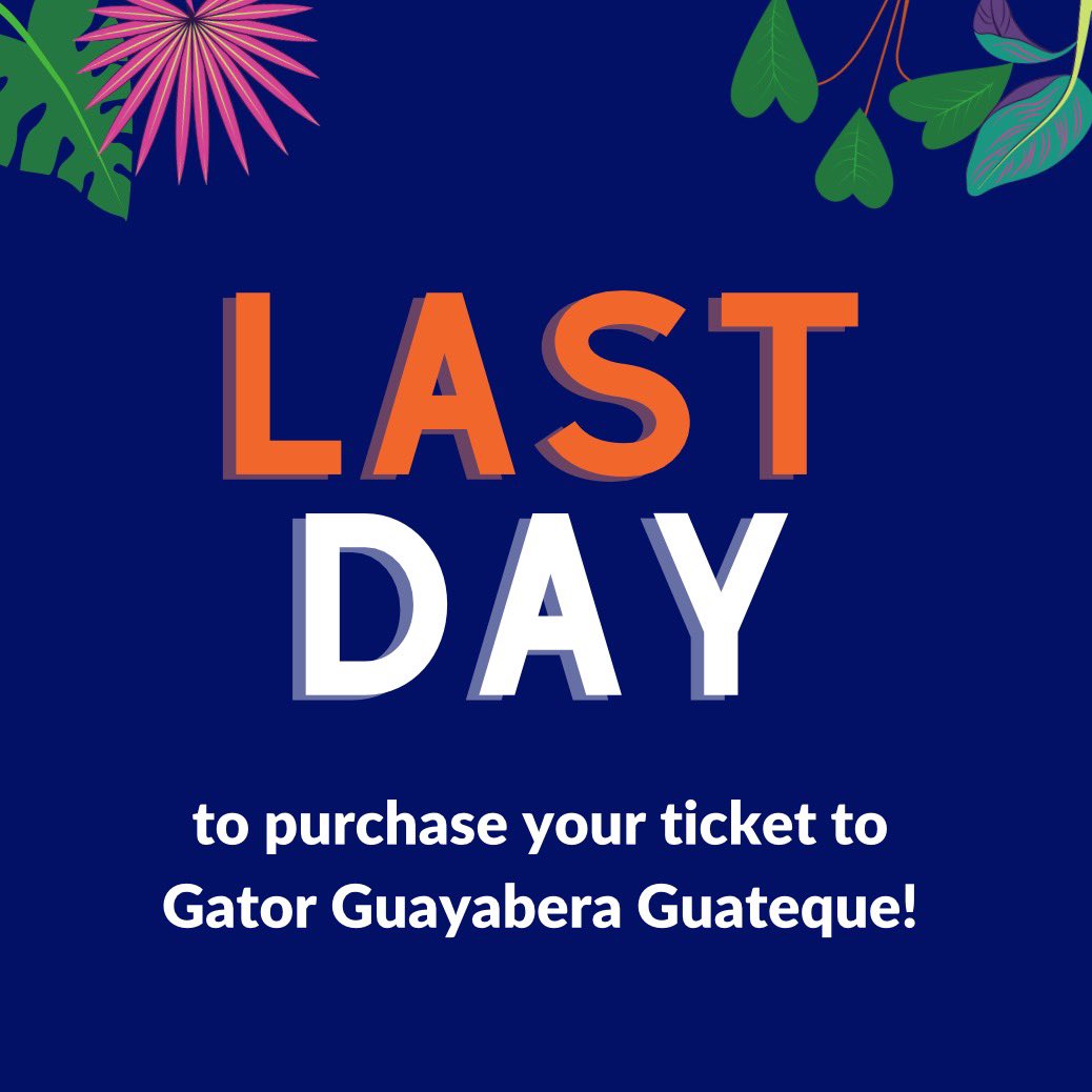 UFCaimanes's tweet photo. Today is the LAST DAY to purchase a ticket for the 2023 GGG! 

We’ve almost sold double the amount of tickets from last year’s award winning GGG! 

Don’t miss out on an incredible evening with our fellow Gators and raising funds for student scholarships:
https://t.co/NYxCuFilli https://t.co/shRhHFsXDE